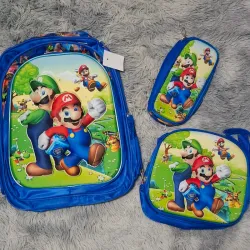 Juego d mochila+ merendero + cartuchera Mario 