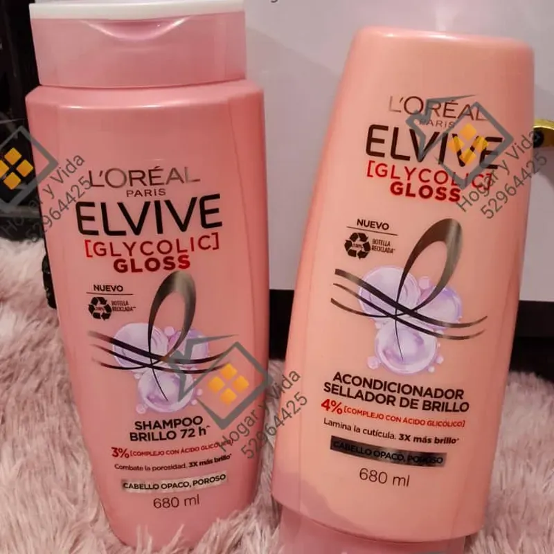 Juego d shampo y acondicionador L'Oréal  Glycolic Gloss 680ml