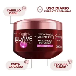 Mascarilla Capilar Elvive Anti Fall Caída Resist con Aminexil 300 ml