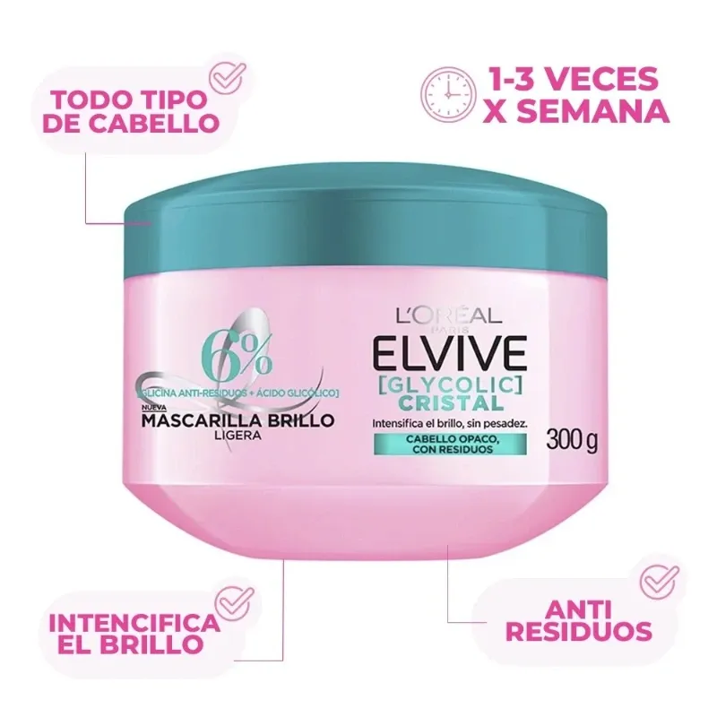 Mascarilla Capilar Elvive Glycolic Cristal 300 g