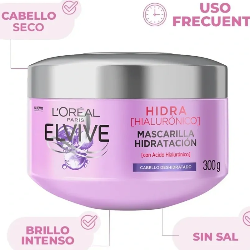 Mascarilla Capilar Elvive Hidra Rellenador con Ácido Hialurónico 300 g
