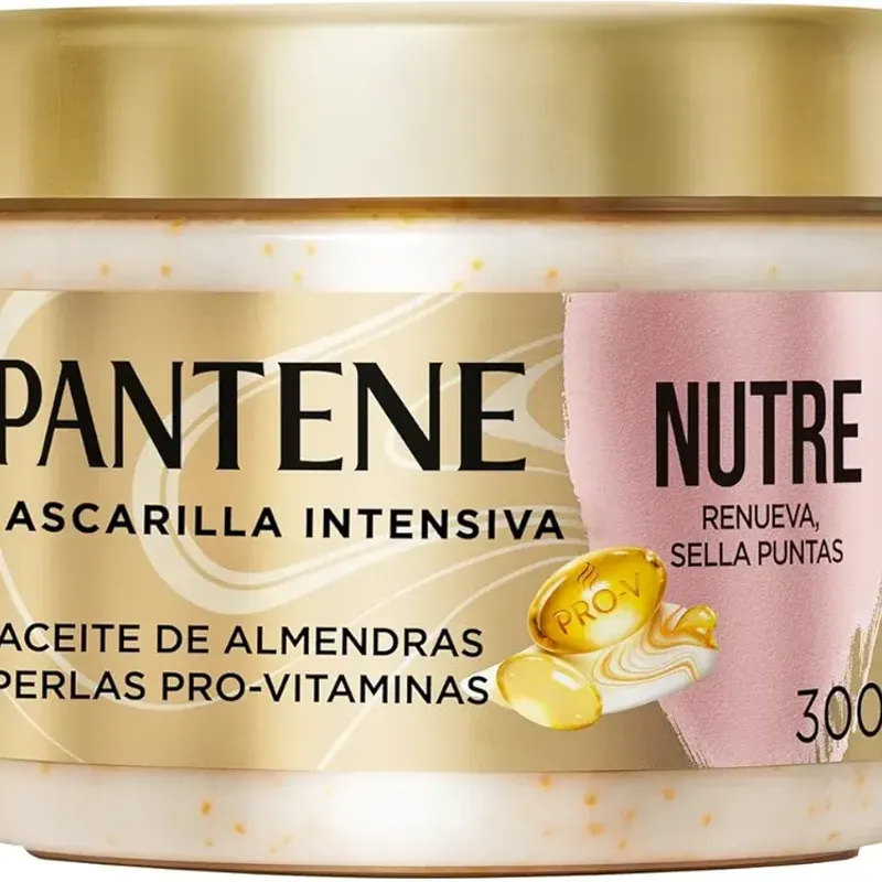 Pantene Mascarilla para cabello Nutre, Renueva y Sella Puntas con Aceite de Almendras 300 ml