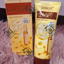 protector solar facial con colágeno de la marca Saniye, con factor de protección solar (FPS) 90