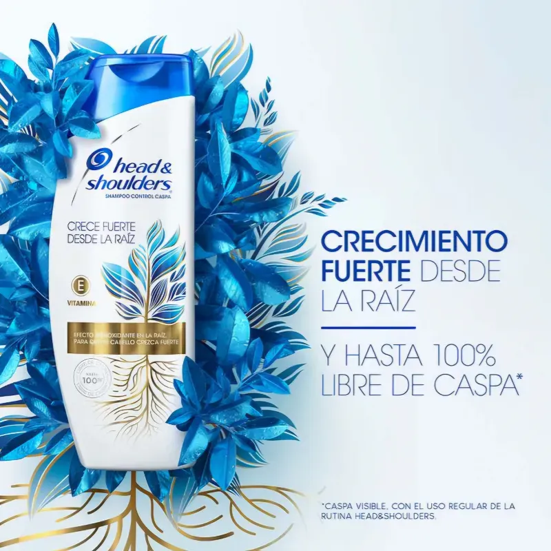 Shampoo Head & Shoulders Control Caspa Crece Fuerte Desde la Raíz.  650ml