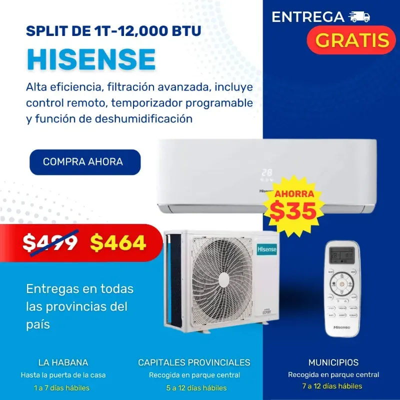 SPLIT DE 1T - 12 000 BTU HISENSE 