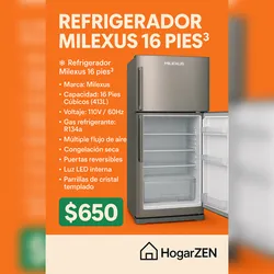 REFRIGERADOR MILEXUS 16 PIES