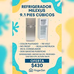 REFRIGERADOR MILEXUS 9.1 PIES