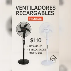 VENTILADORES RECARGABLES MILEXUS PEDESTAL