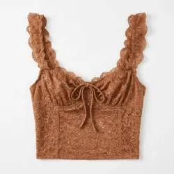 Blusa marrón de encaje