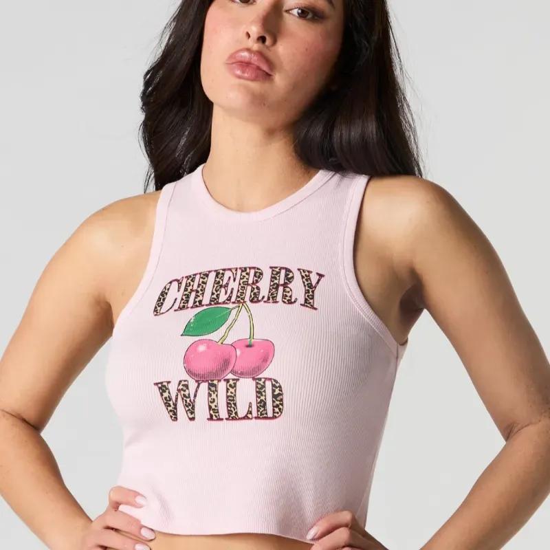 Camiseta rosa sin mangas "Cherry Wild" 