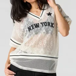 Pullover blanco oversize malla
