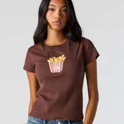Pullover marron fries design