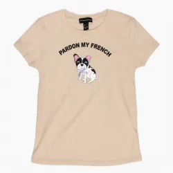 Pulover beige puppy design