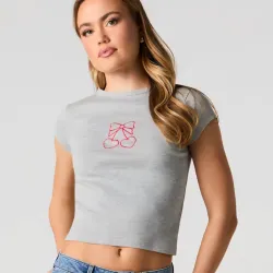 Pulover corto gris cherry design