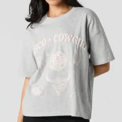 Pulover gris oversize Disco Cowgirl