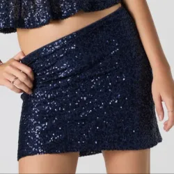 Saya azul de lentejuelas