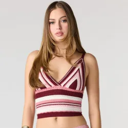 Top crochet rosa