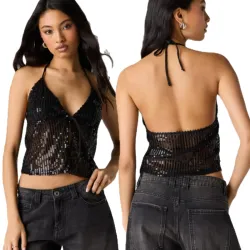 Top negro lentejuelas