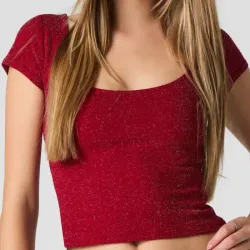 Top rojo de brillos