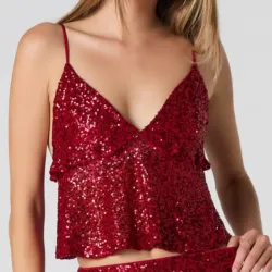 Top rojo de lentejuelas