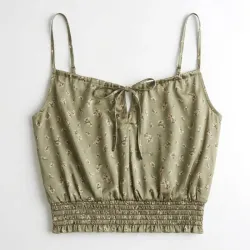 Top verde sateen floreado
