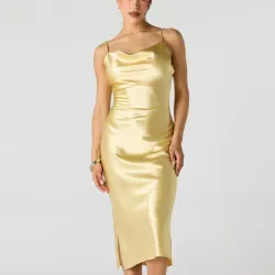 Vestido amarillo sateen largo