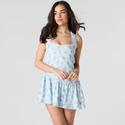 Vestido azul estampado
