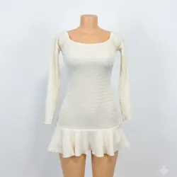 Vestido beige corto manga larga