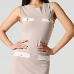 Vestido beige formal corto