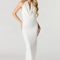 Vestido blanco de cuello elegante