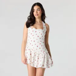 Vestido blanco estampado naranja