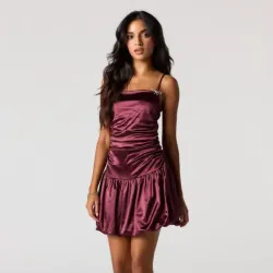 Vestido bombache rojo vino