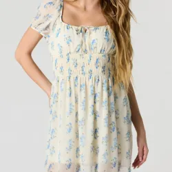 Vestido corto estampado tonos azules