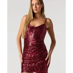 Vestido corto rojo de lentejuelas