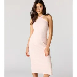 Vestido largo de rayas rosa