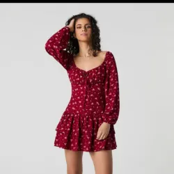 Vestido rojo estampado manga larga