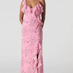 Vestido rosa largo floreado