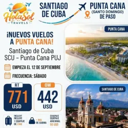 BOLETOS A PUNTA CANA DESDE SANTIAGO DE CUBA