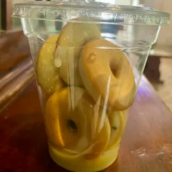 Pote de mini-Donuts con leche condensada