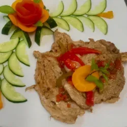 Bistec de cerdo grillé con guanición / Grilled pork steak 