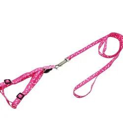 Juego de Arnés con correa color rosa