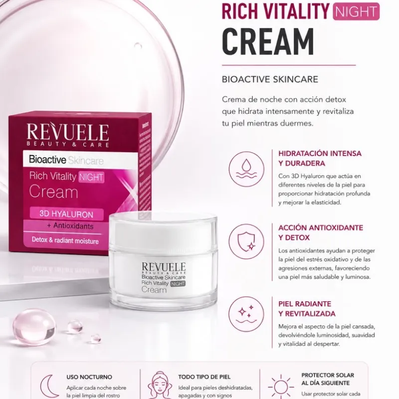 Crema de Noche Rica Vitalizante 3D ácido Hialurónico