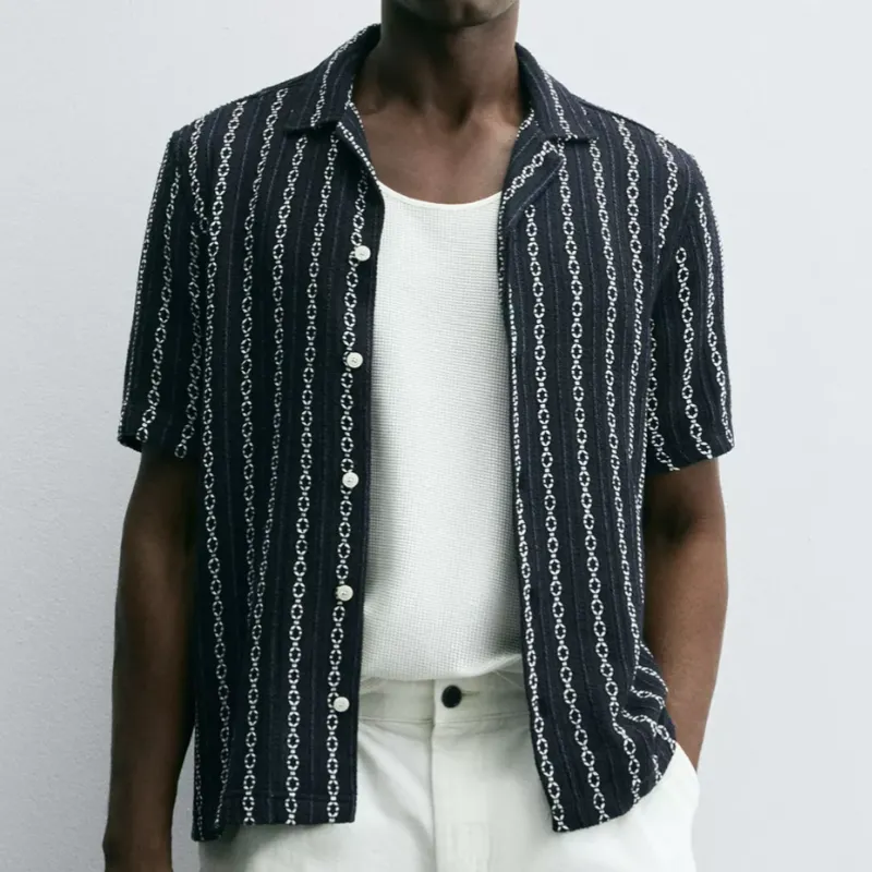 Camisa Jacquard Marino