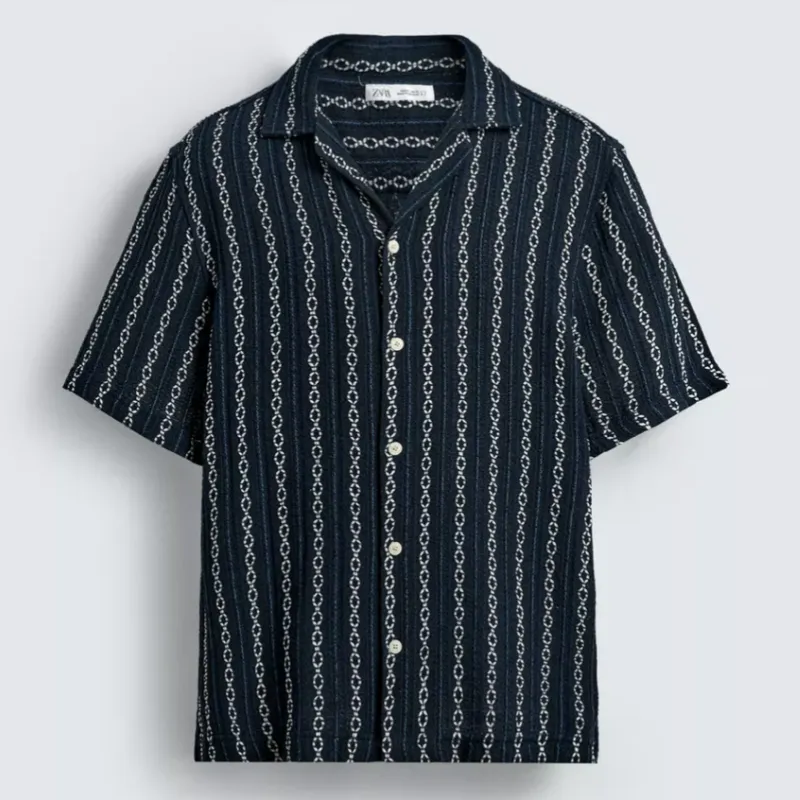 Camisa Jacquard Marino