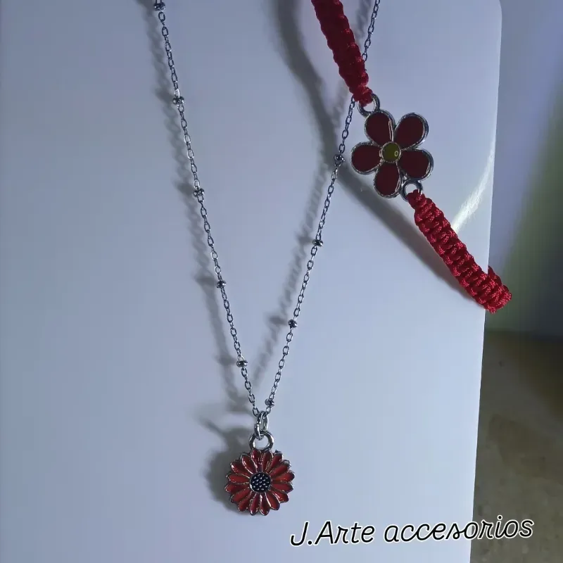 Conjunto de flores rojo