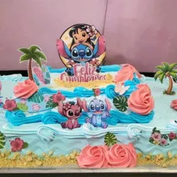 Cake de una bandeja de dos pisos de Lilo y Stich 
