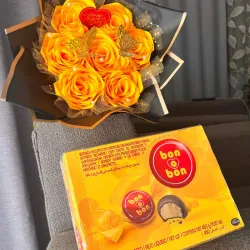 Ramo de rosas eternas + caja de bombones