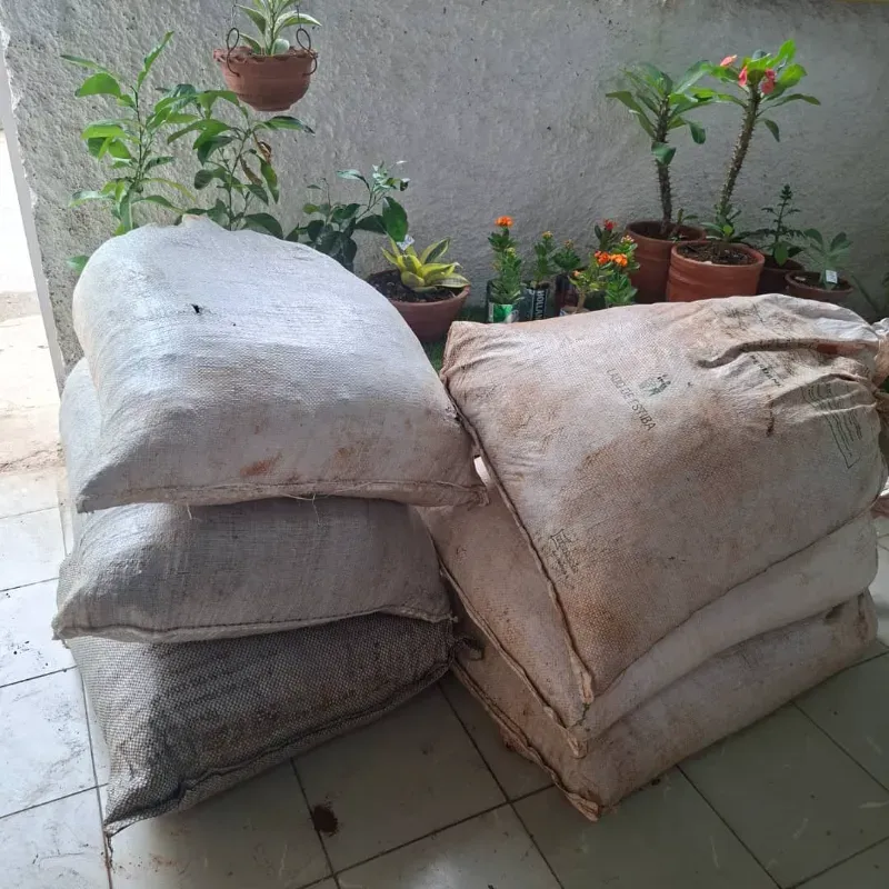 Sacos de humus de lombriz y de suelo mejorado