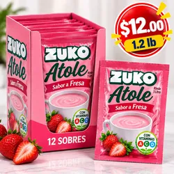 Atole Caja de 12 unidades Fresa Zuko 1.2 lb