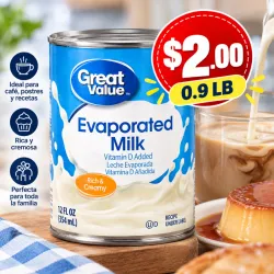 Leche Evaporada Great Value 0.9 lb